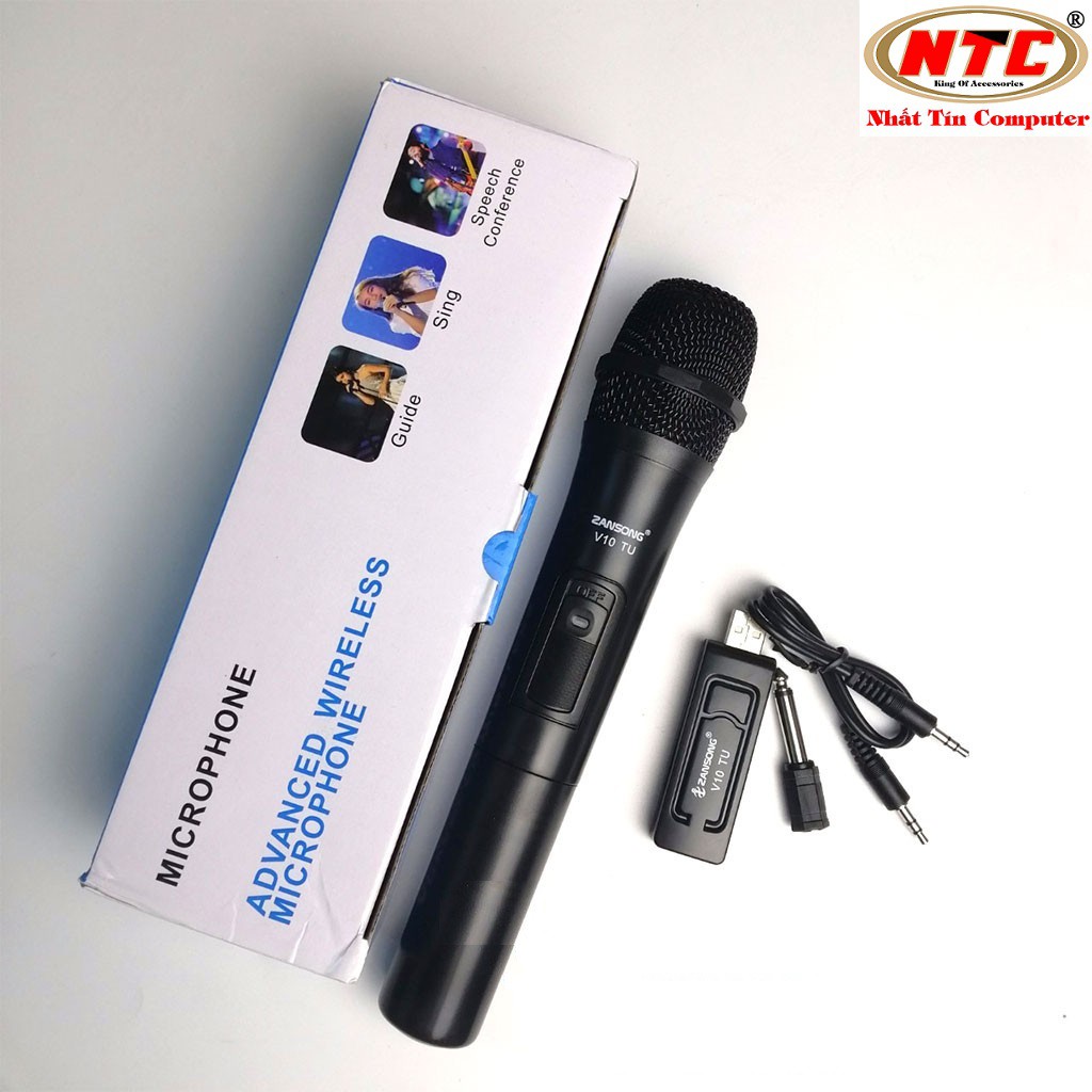 Micro Karaoke không dây cho loa kéo Zansong V10 (đen) - Hỗ trợ các thiết bị  có jack cắm 3.5mm và 6.5mm | Shopee Việt Nam