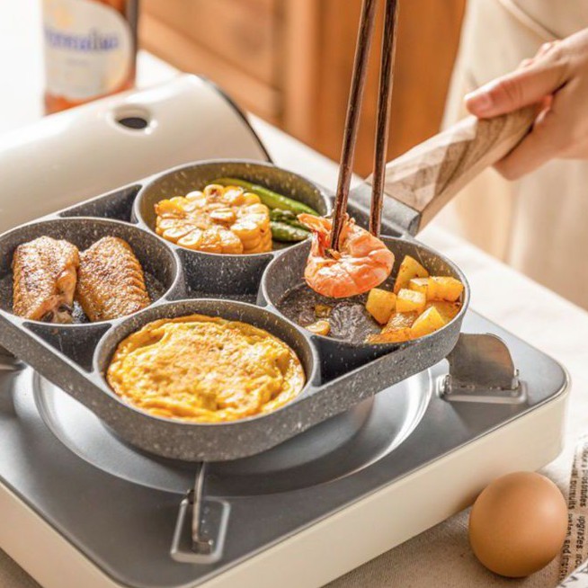Chảo 4 ngăn chống dính làm bánh mỳ đá Maifan cao cấp đồ dùng nhà bếp decor  phòng xinh xắn thiết kế kiểu Nhật Lenhome - Bộ nồi | DienMayHoangNgan.com