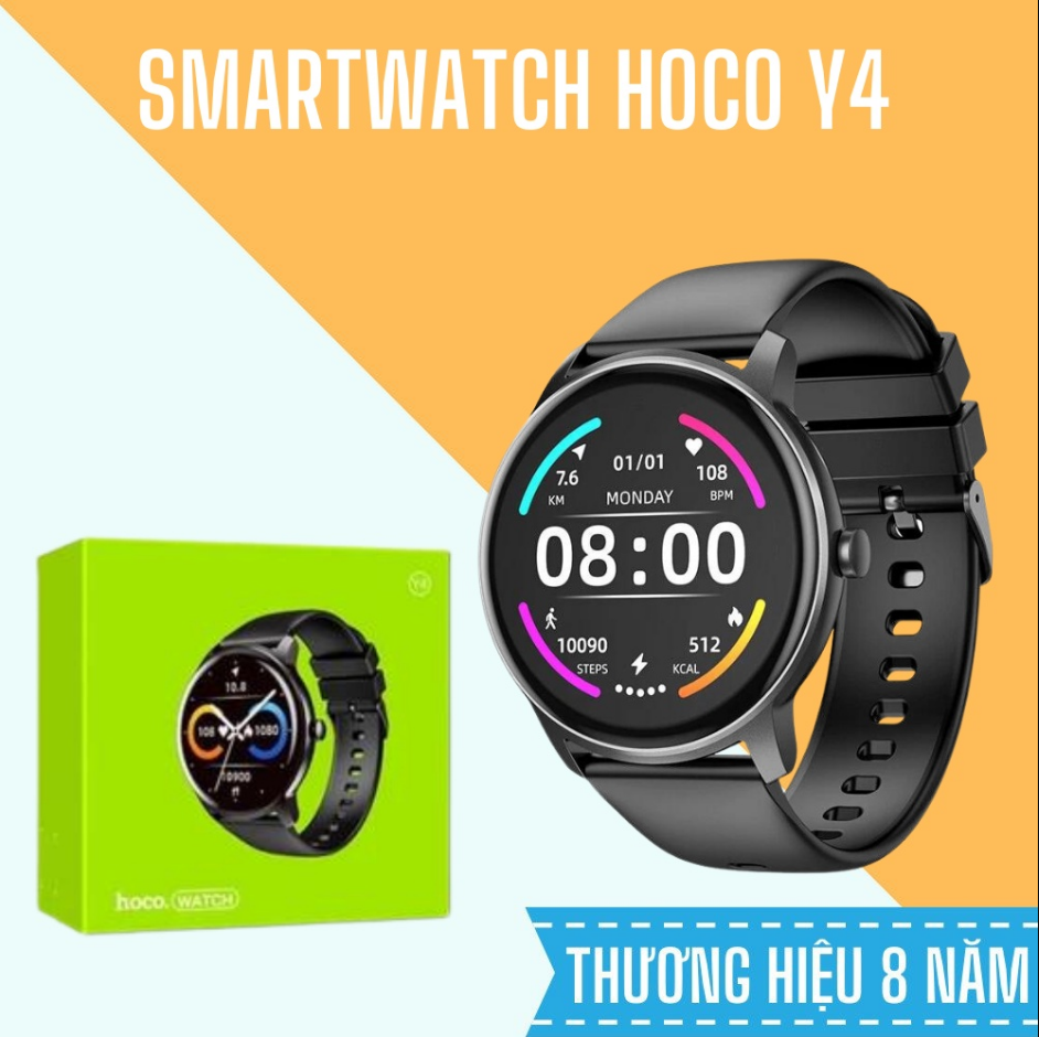 Đồng Hồ Thông Minh Smart Watch Hoco Y4 – Đồng Hồ Thể Thao Nam Nữ Thông Báo Cuộc Gọi Và Các Chức Năng Theo Dõi Sức Khỏe Đo Nhịp Tim Huyết Áp Vận Động Thể Thao Chống Thấm Nước 100% - Bảo Hành 12 Tháng