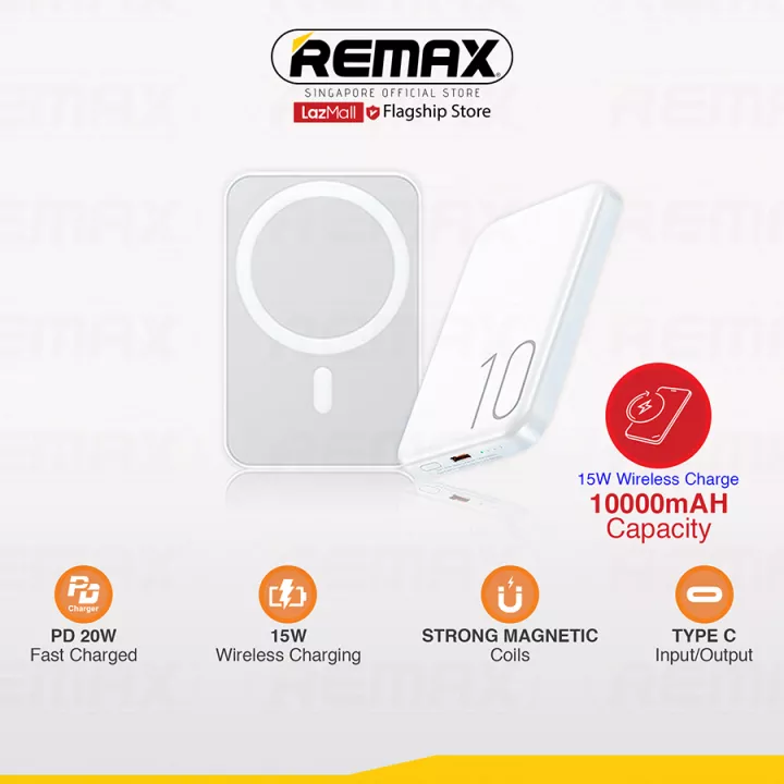Remax Energy] RPP-65 10000mAH 15W Slim and Mini Magnetic Magsafe Wireless  Fast Charging Light Portability Powerbank | Lazada Singapore