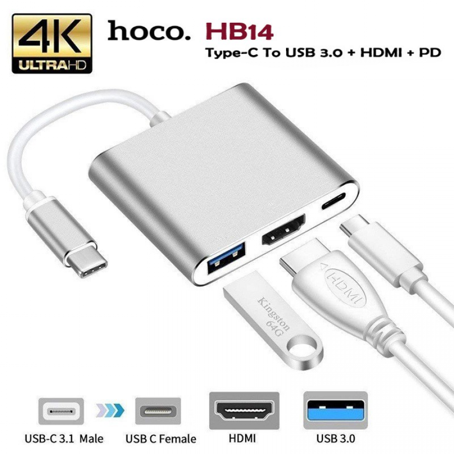 CÁP CHUYỂN HOCO HB14 TYPE-C RA (USB 3.0, HDMI, TYPE-C)