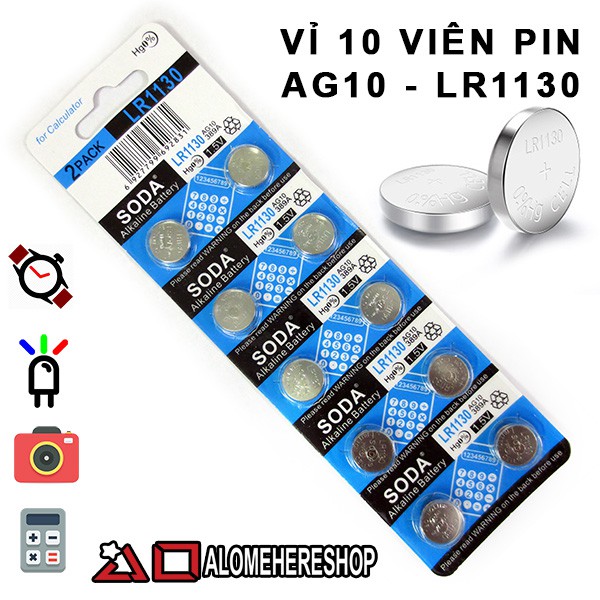 Vỉ 10 viên pin cúc áo LR1130 AG10 | Shopee Việt Nam
