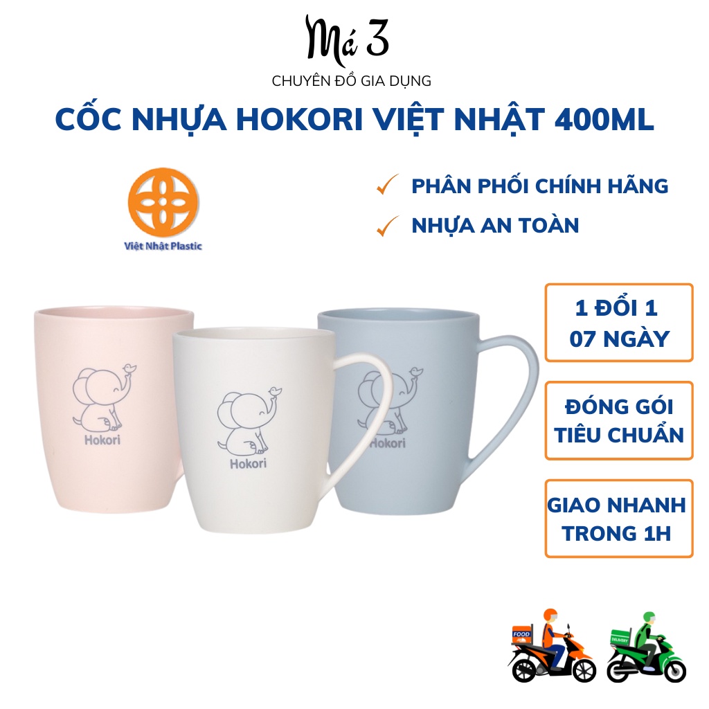 Cốc nhựa Việt Nhật, cốc uống nước cho bé Hokori 400ml - E3 Audio Miền Nam