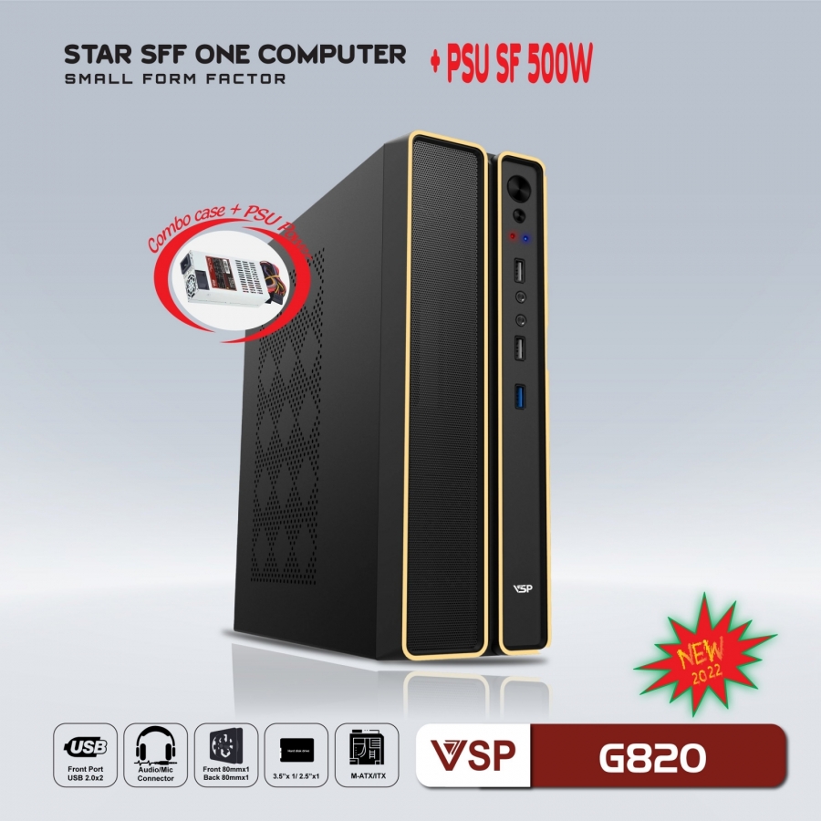 Bộ Case Nguồn VSP SFF-G820 (Case SFF/ Nguồn 500W )