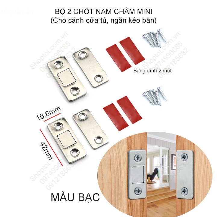Bộ 2 chốt nam châm mini cho cửa tủ, ngăn kéo bàn với nam châm mỏng, lực hút  mạnh có băng dính 2 mặt và vít kèm theo | Shopee Việt Nam