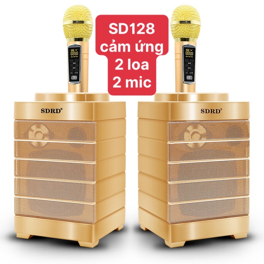 Loa karaoke SD-128 cảm ứng ( 2 cái loa kèm 2 mic không dây)