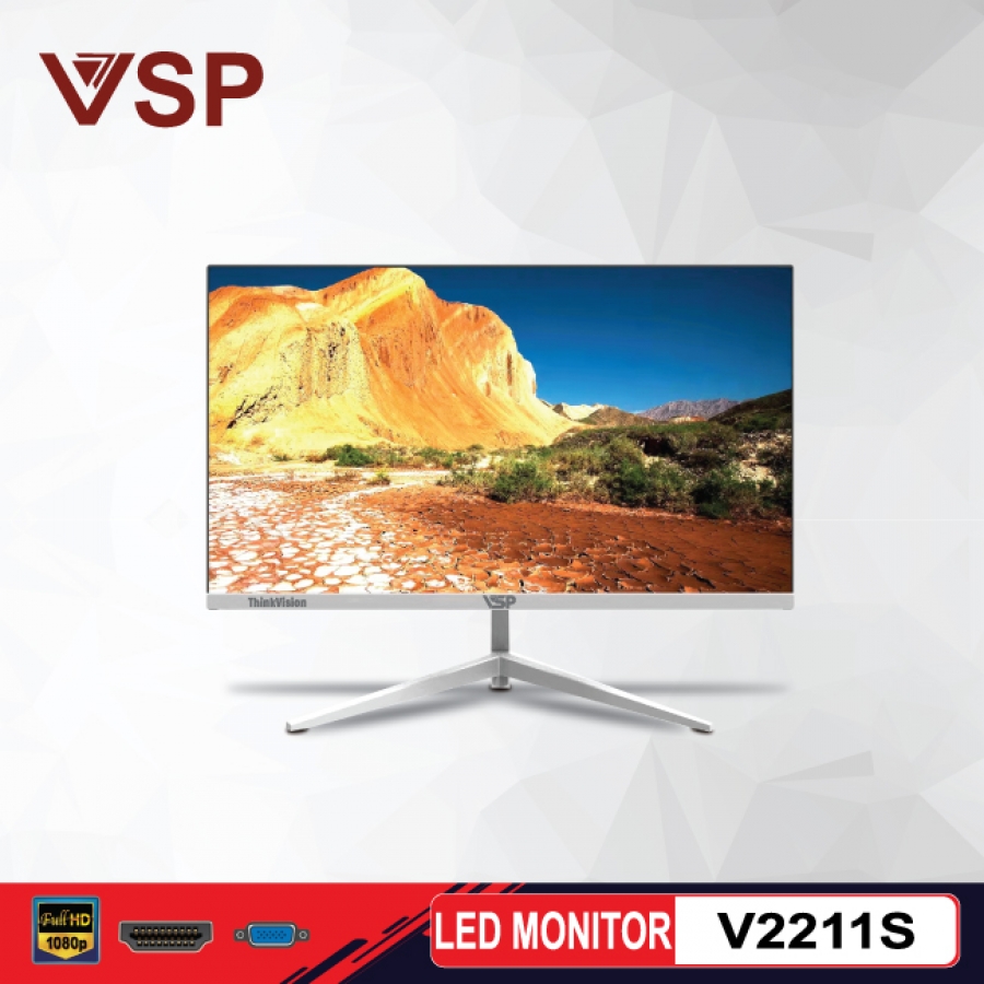 Màn Hinh LCD 22" VSP V2211S (Màn Phẳng, Màu Trắng/ Full Viền 75Hz) đặt trước 2 tiếng