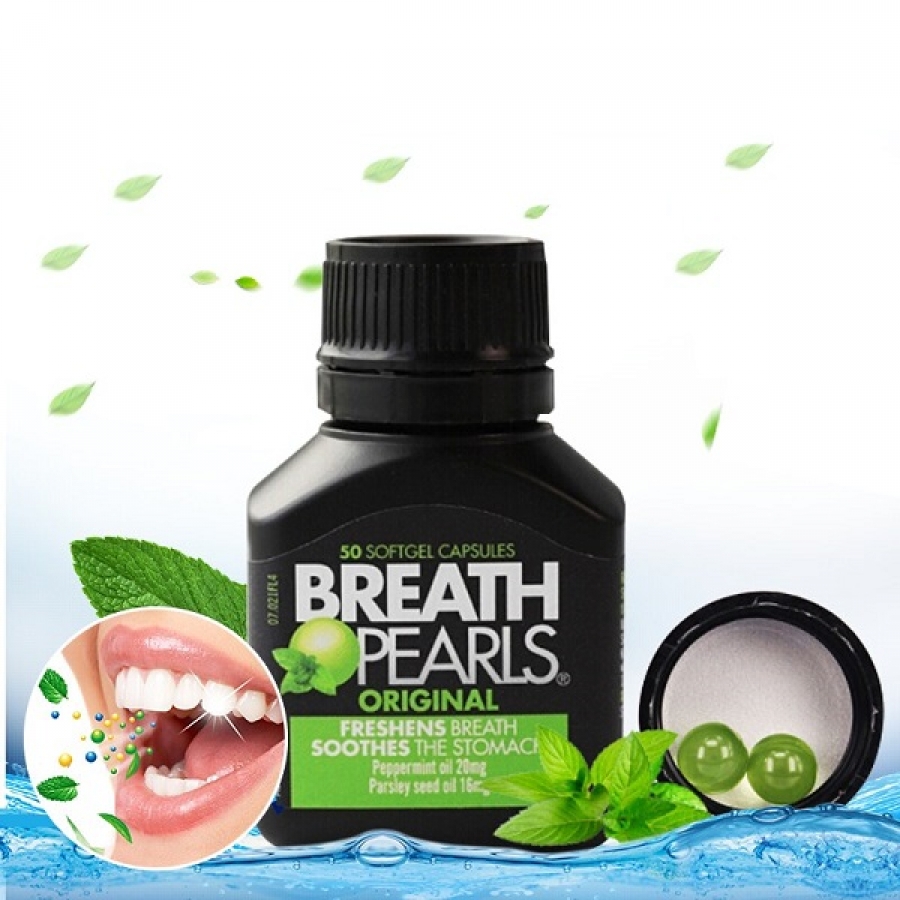 Viên uống ngậm thơm miệng Breath Pearls Úc