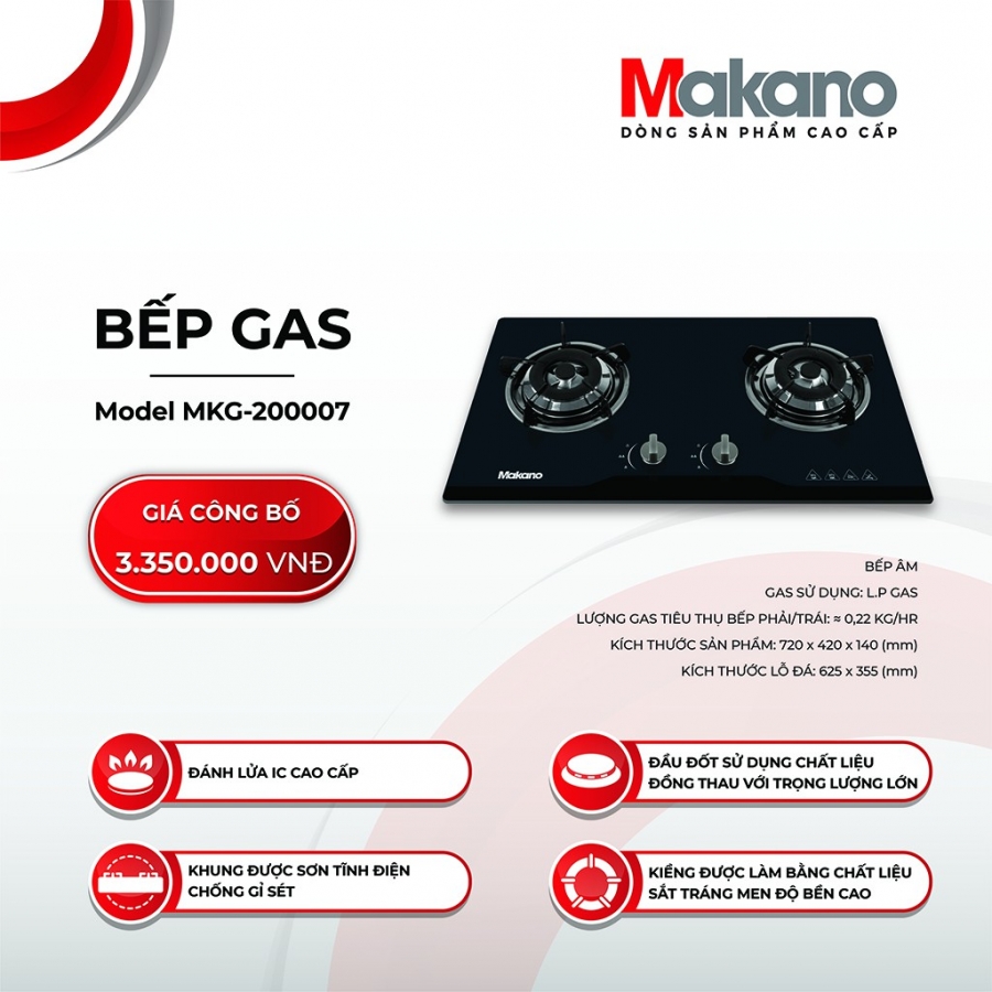 Bếp gas đôi Makano MKG-200007