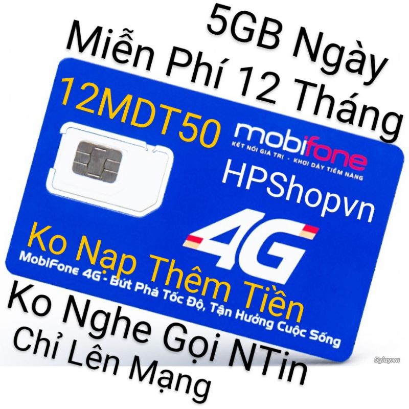 Sim 4G Mobifone 12MDT50 ( tặng 5gb/ngày/12 tháng)