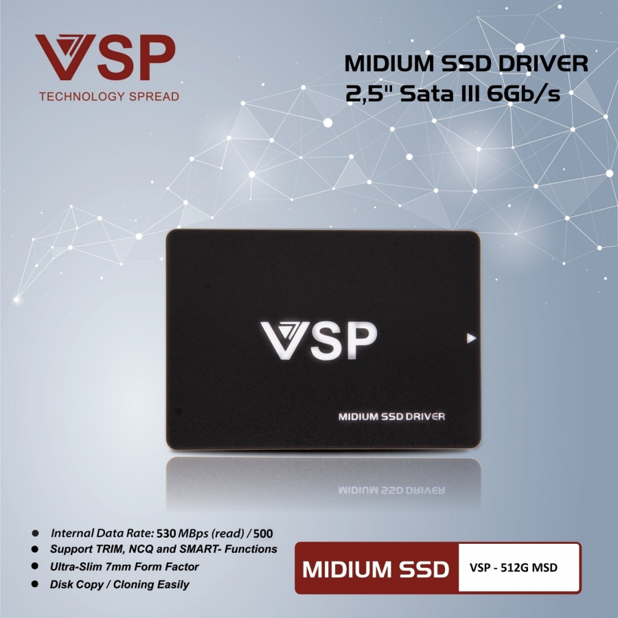ổ cứng SSD VSP-512G MSD (Vỏ Nhôm- 530/500MBs)