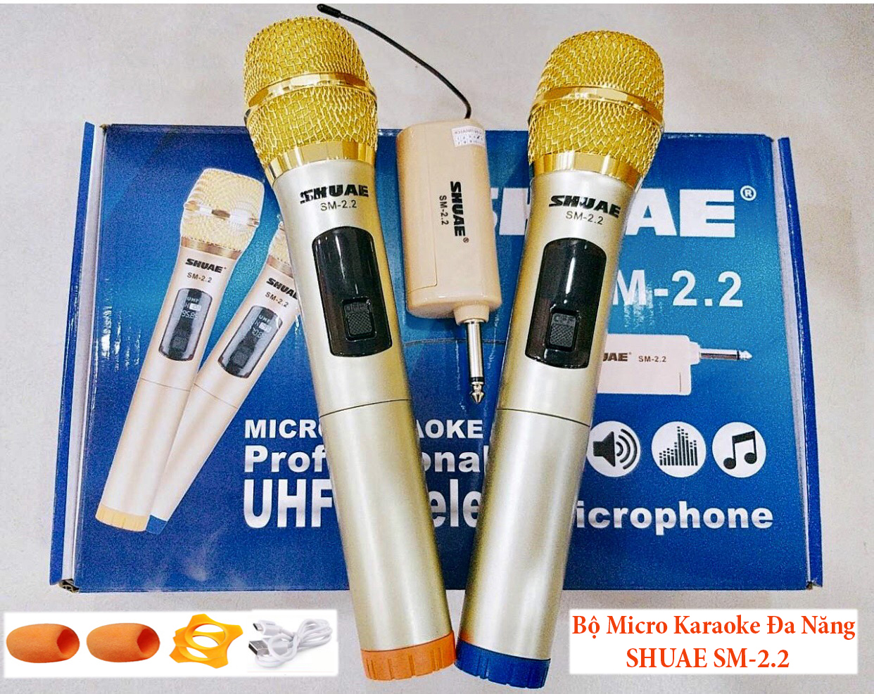 Bộ 2 mic ko dây đa năng Shuae SM-2.2
