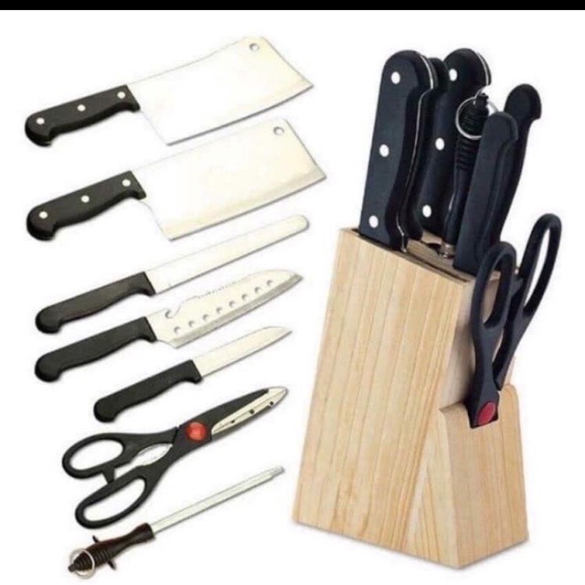 BỘ DAO KÉO 7 MÓN KNIFE KÈM HỘP GIÁ(Bộ dao KNife Đế gỗ, vỏ hộp màu xanh)