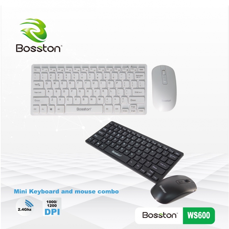 Combo phím chuột Ko Dây Mini Bosston WS600 (Đen, Trắng)