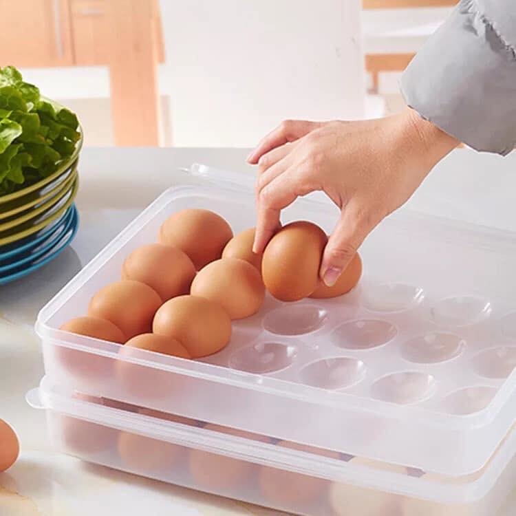 Hộp đựng trứng 24 ngăn tiện lợi có nắp đậy