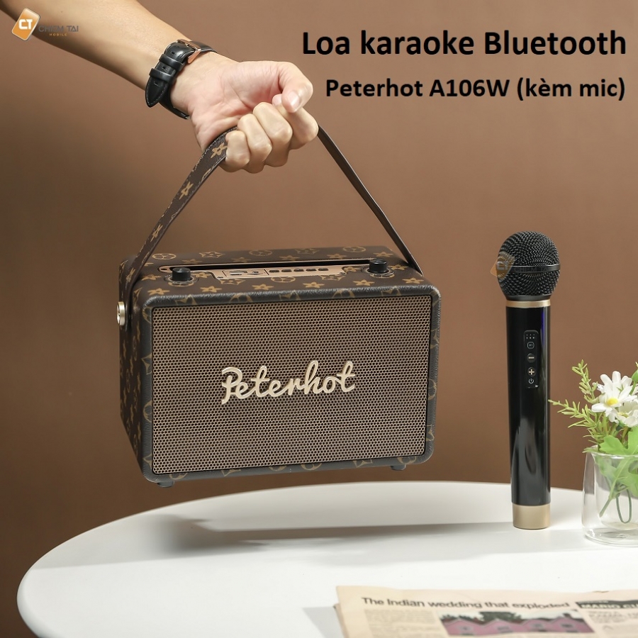 Loa karaoke Bluetooth Peterhot A106W (kèm mic)