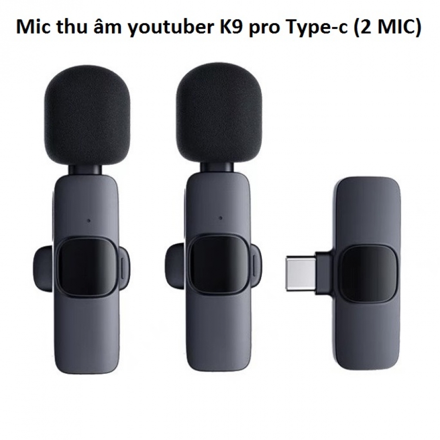 Mic thu âm youtuber K9 pro Type-c (2 MIC)