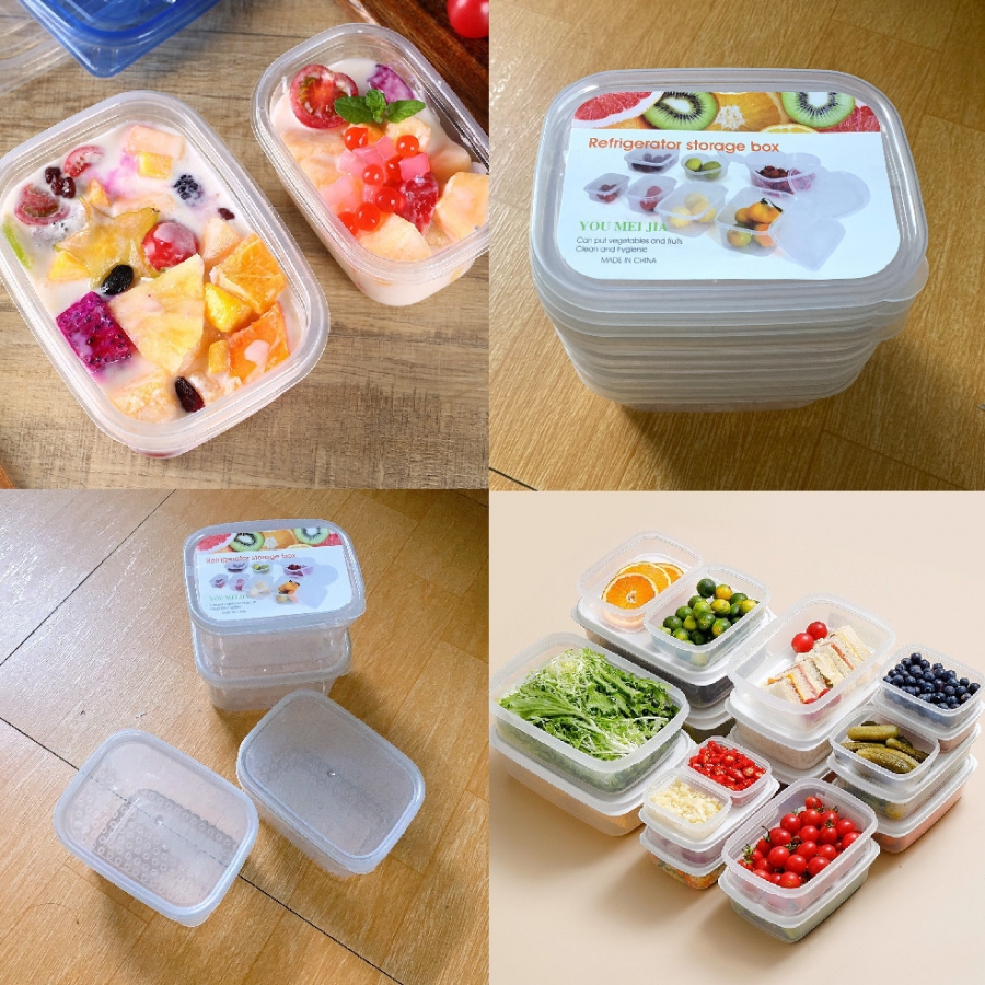 Set 4 hộp nhựa bảo quản thực phẩm có nắp (5x11cm)