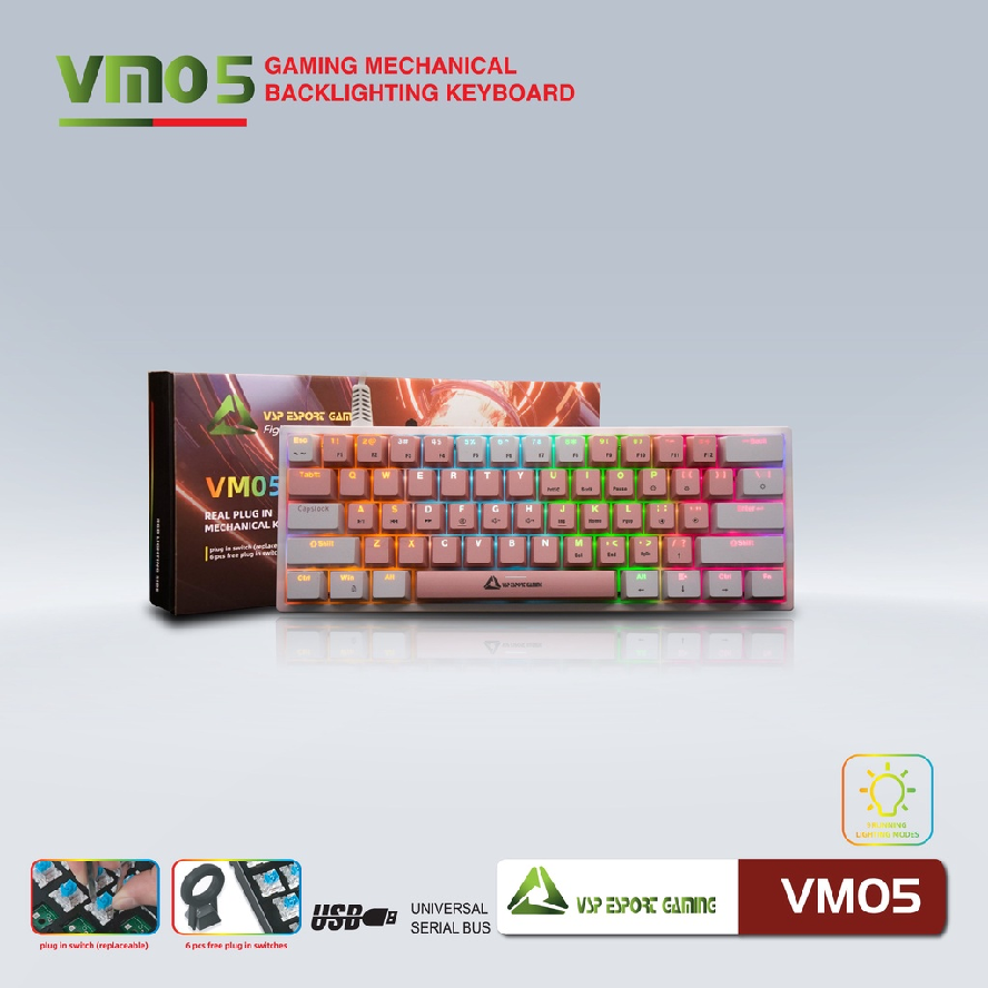 Bàn phím cơ mini VM05 (hồng)