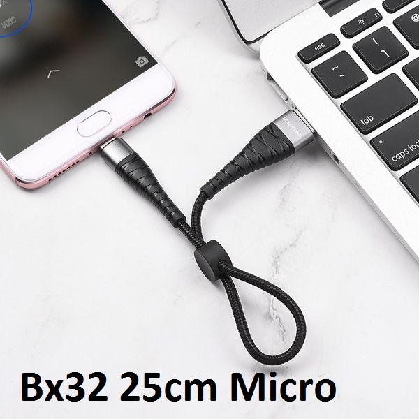 Cáp Sạc Borofone Bx32 ngắn 25cm Micro chính hãng