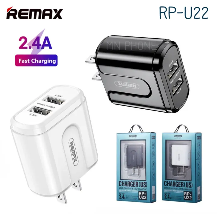 Cóc sạc nhanh 2.4A REMAX RP-U22 (2 cổng USB)
