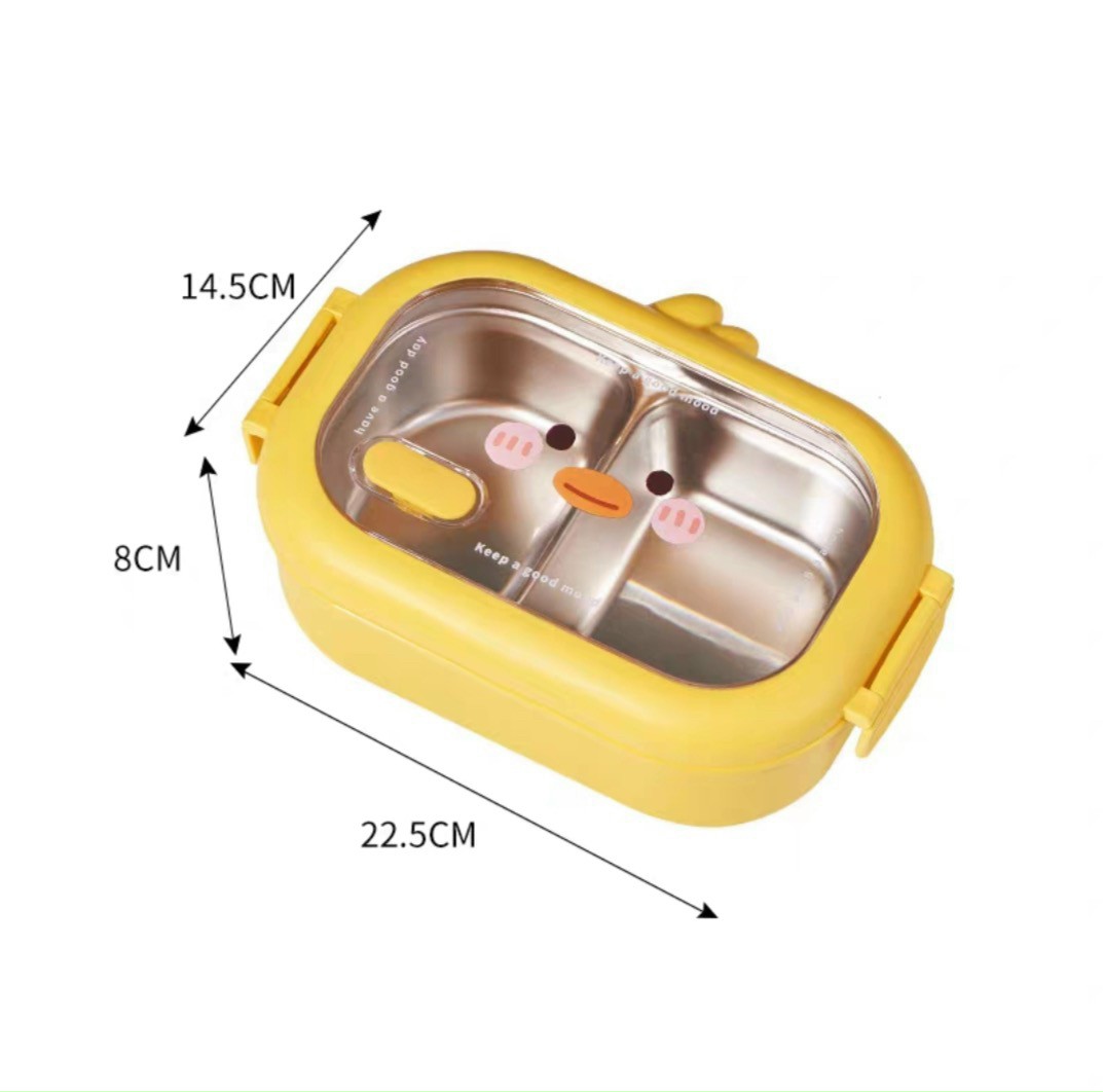 Hộp cơm 2 ngăn hình vịt vàng dễ thương có nắp trong dung tích 950ml (T120) (Cái)
