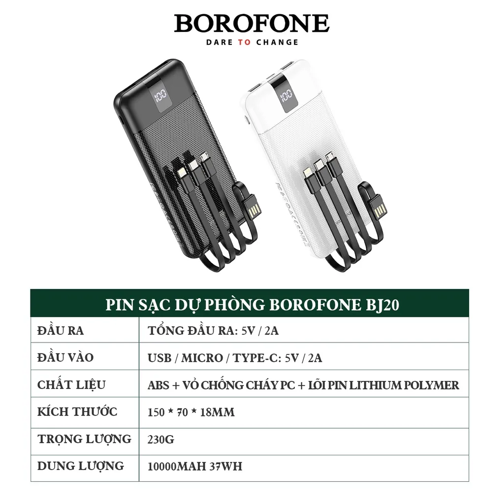 Pin dự phòng Borofone BJ20 10.000mah