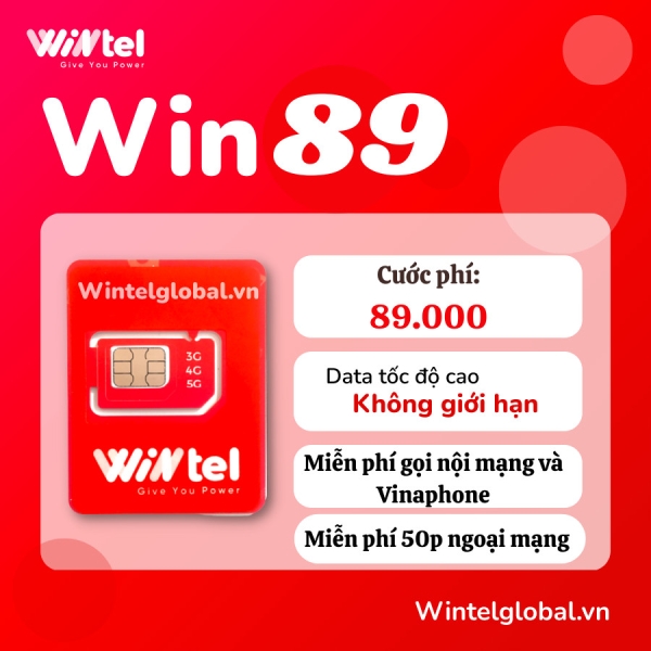 Sim 4G Wintel Win89 (Data tốc độ cao ko giới hạn)