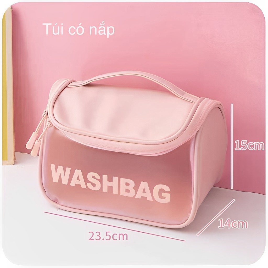 WashBag viền trong suốt: Túi Xách mỹ phẩm du lịch WashBag dạng hộp có quai xách (T100) (Cái)