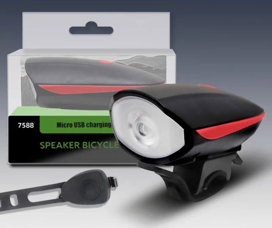 Đèn pin xe đạp thể thao siêu sáng có còi chống nước (T120) (Cái)