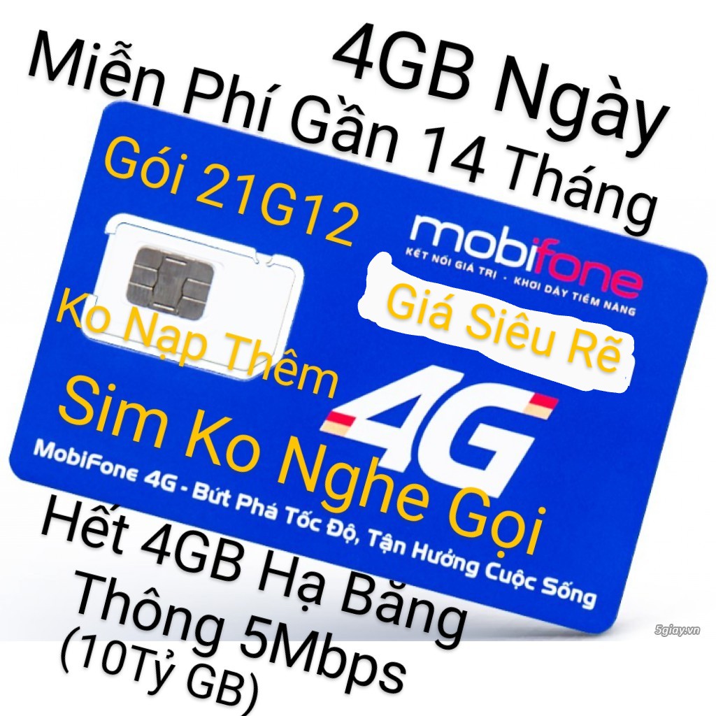 Sim 4G Mobifone 21G12 ( tặng 4gb/ngày/ gần 14 tháng)