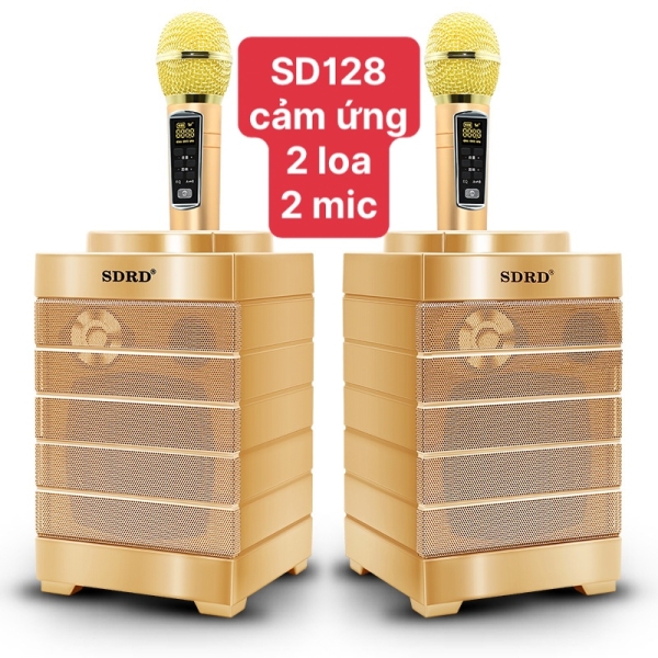 Loa karaoke SD-128 cảm ứng (2 cái loa kèm 2 mic)