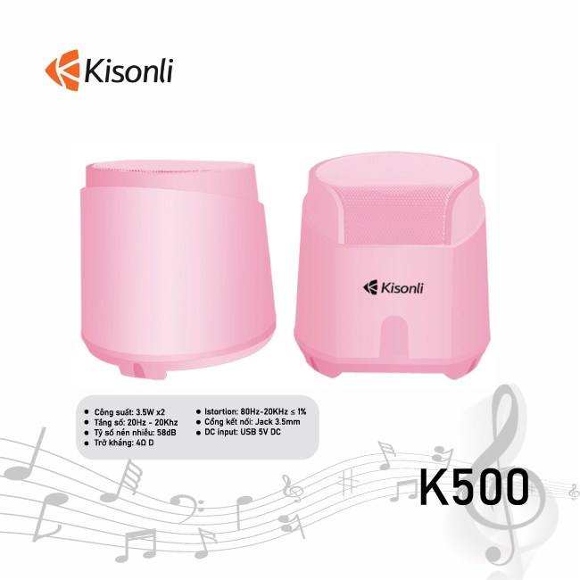 Loa vi tính Kisonli 2.0 K500 (hồng)