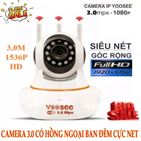 Camera wifi Yoosee HK-215S 3 râu 3.0 ko lan (ban đêm có màu)