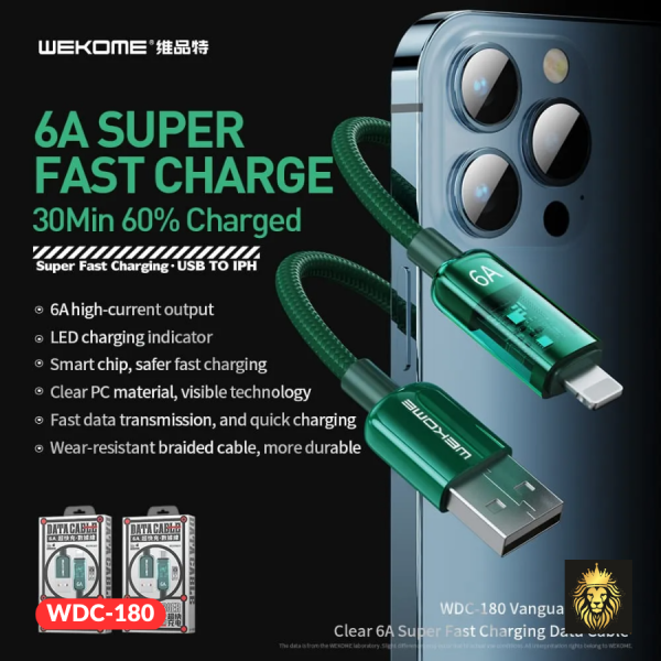 Cáp sạc nhanh 6A WEKOME WDC-180 USB ra Lightning