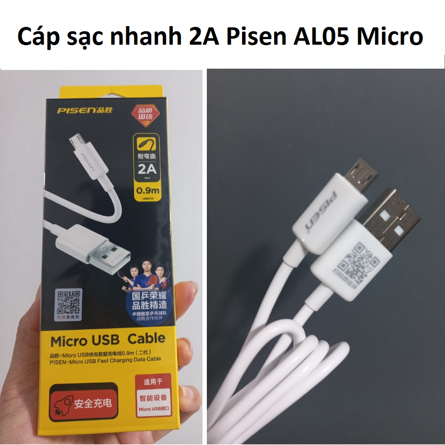Cáp Sạc Nhanh 2A Pisen AL05 Micro