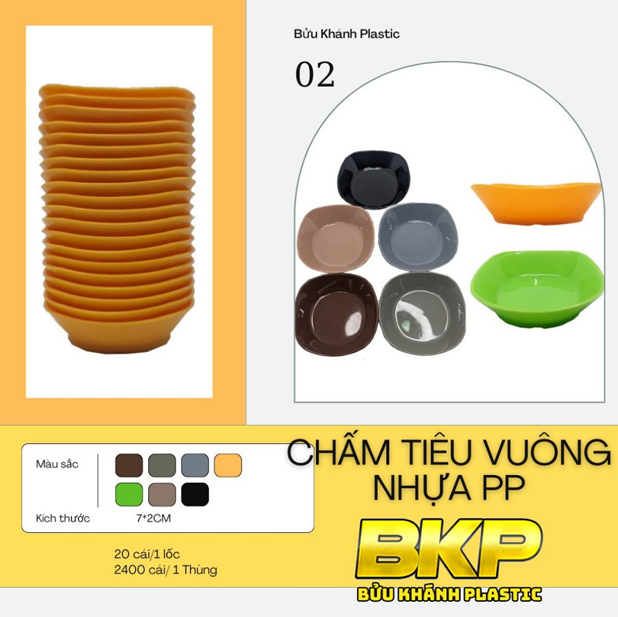 Set 5 Dĩa/Chén Vuông Nhựa BKP T02 Size 2x7cm