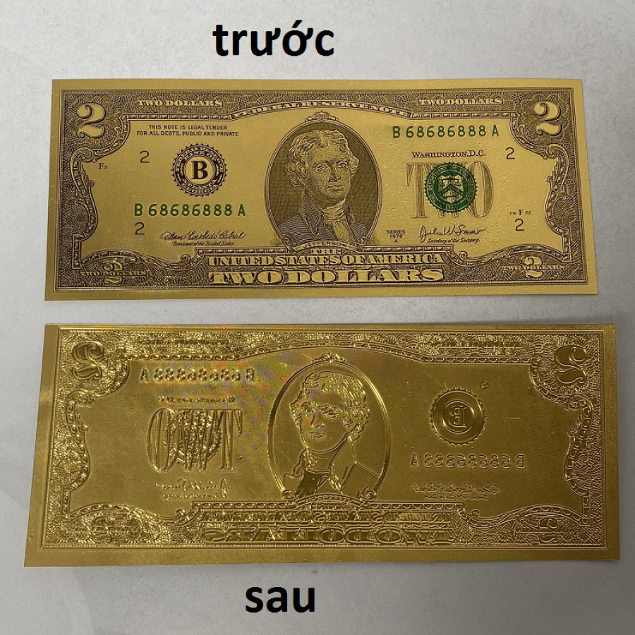 Combo 10 Tiền Mạ Vàng 100 USD, 2 USD 1 Mặt