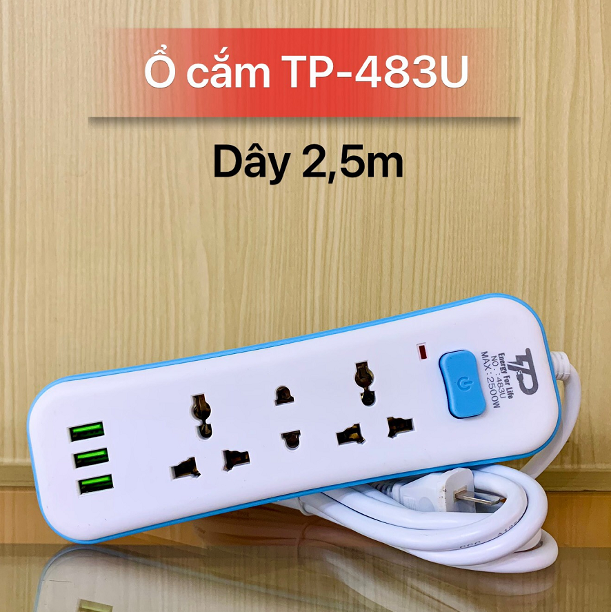 Ổ Cắm Điện TP 483U (3 ổ Điện 3 USB)