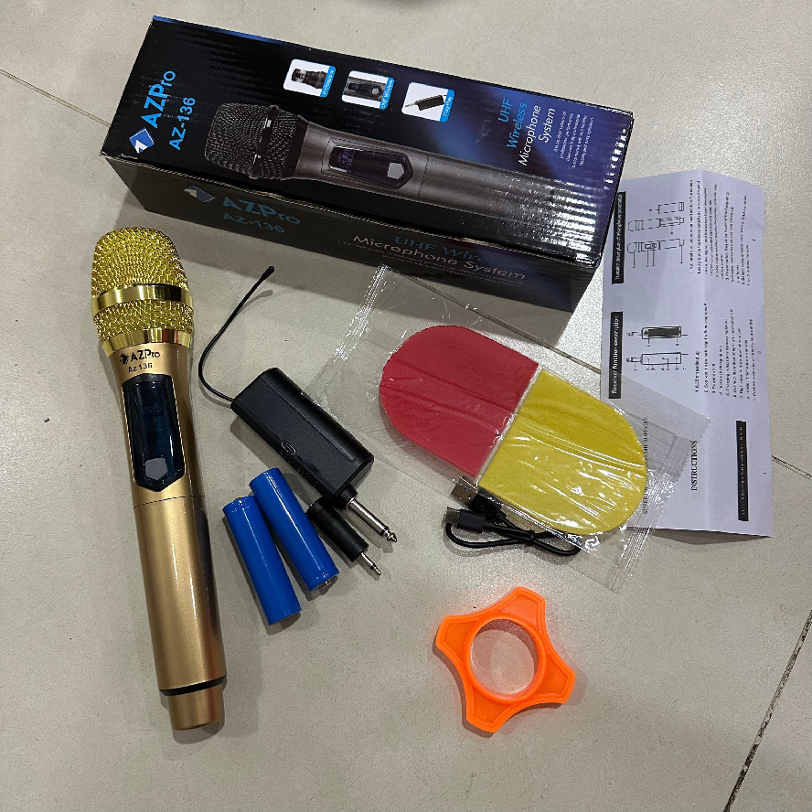 Mic karaoke đa năng không dây AZPro AZ-136 (2 pin)