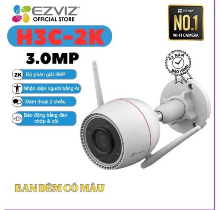 Camera Wifi 3.0mp Ezviz H3C Có Màu Chính Hãng