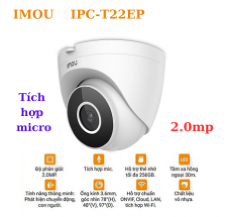Camera Wifi imou 2.0mp IPC-T22EP Cố Định-Micro