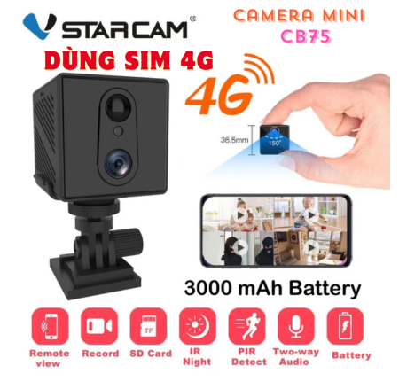 Camera wifi Vstarcam Mini CB75 Dùng Sim 4G