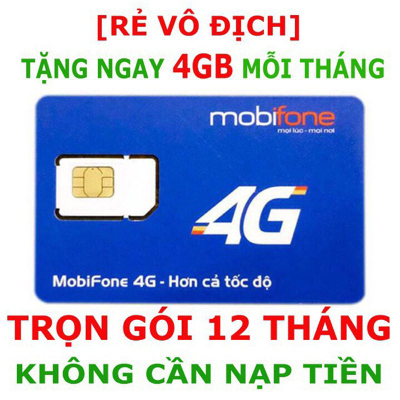 Sim 4G Mobifone MDT350 4GB/Tháng x 12 Tháng