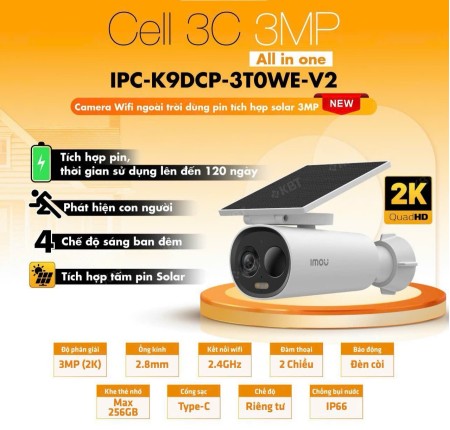 Camera Wifi imou Cell 3C IPC-K9DCP-3T0WE-V2 Solar Chính Hãng