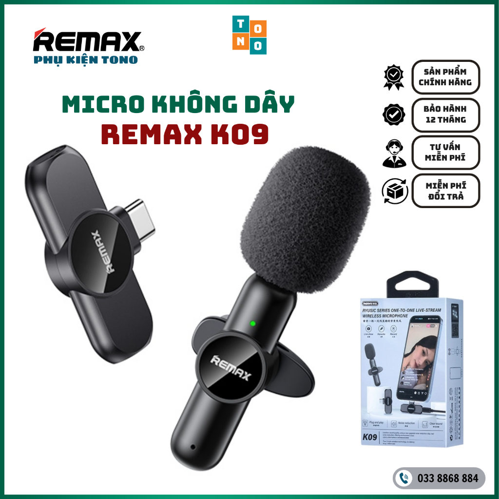 Micro Không Dây Cài Áo Remax K09 Type-c