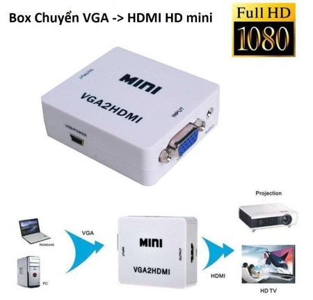 Box Chuyển VGA Ra HDMI HD Mini