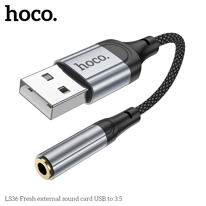 Cáp chuyển USB ra tai nghe 3.5mm Hoco LS36 12cm