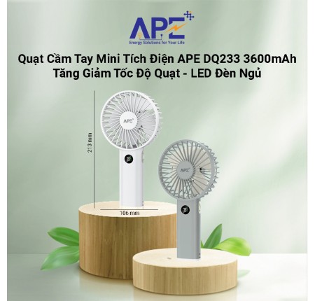 Quạt Sạc Tích Điện Cầm Tay Mini APE DQ233 -3600mAh