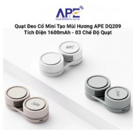 Quạt Sạc Tích Điện Đeo Cổ Mini Tạo Mùi Hương APE DQ209 – 1600mAh